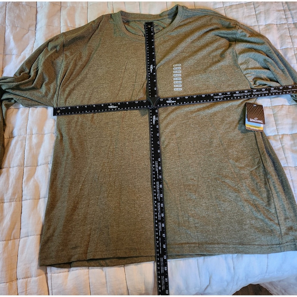 Spalding Performance Long Sleeve T-shirt Men's XXL Green Small Hole In Sleeve